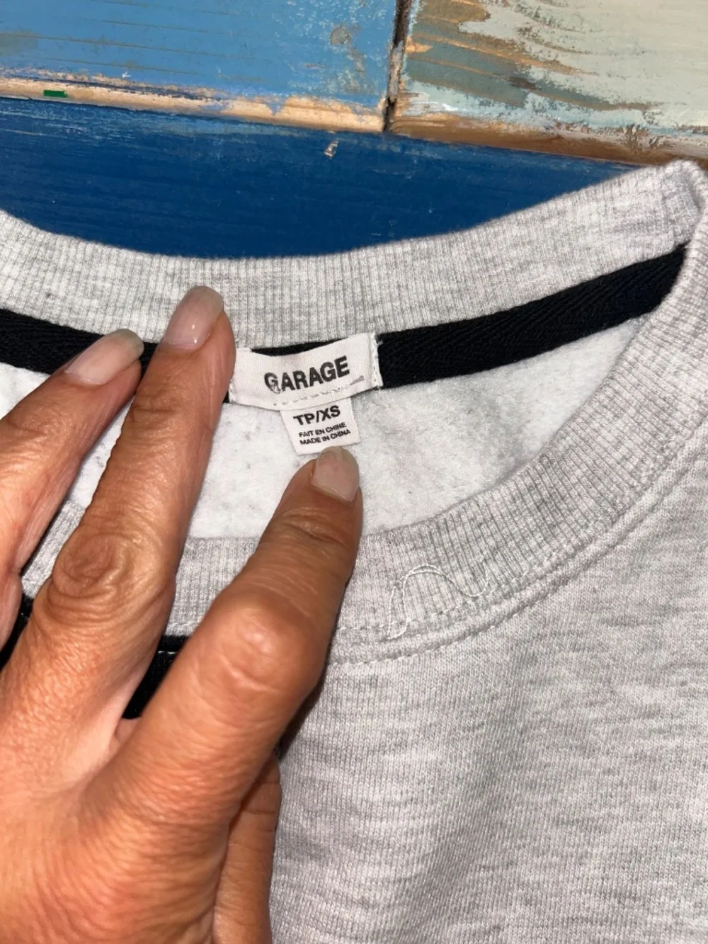 Garage Patchwork Colorblock Cropped Sweatshirt Women’s XS Exposed Seams